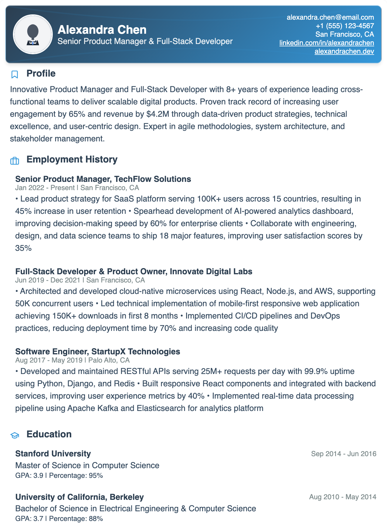 Classic with Icons Resume Template