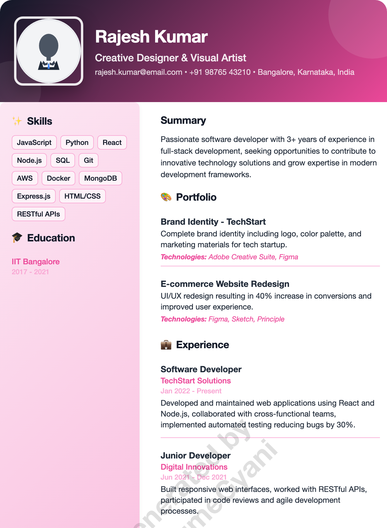 Creative Designer Resume Template