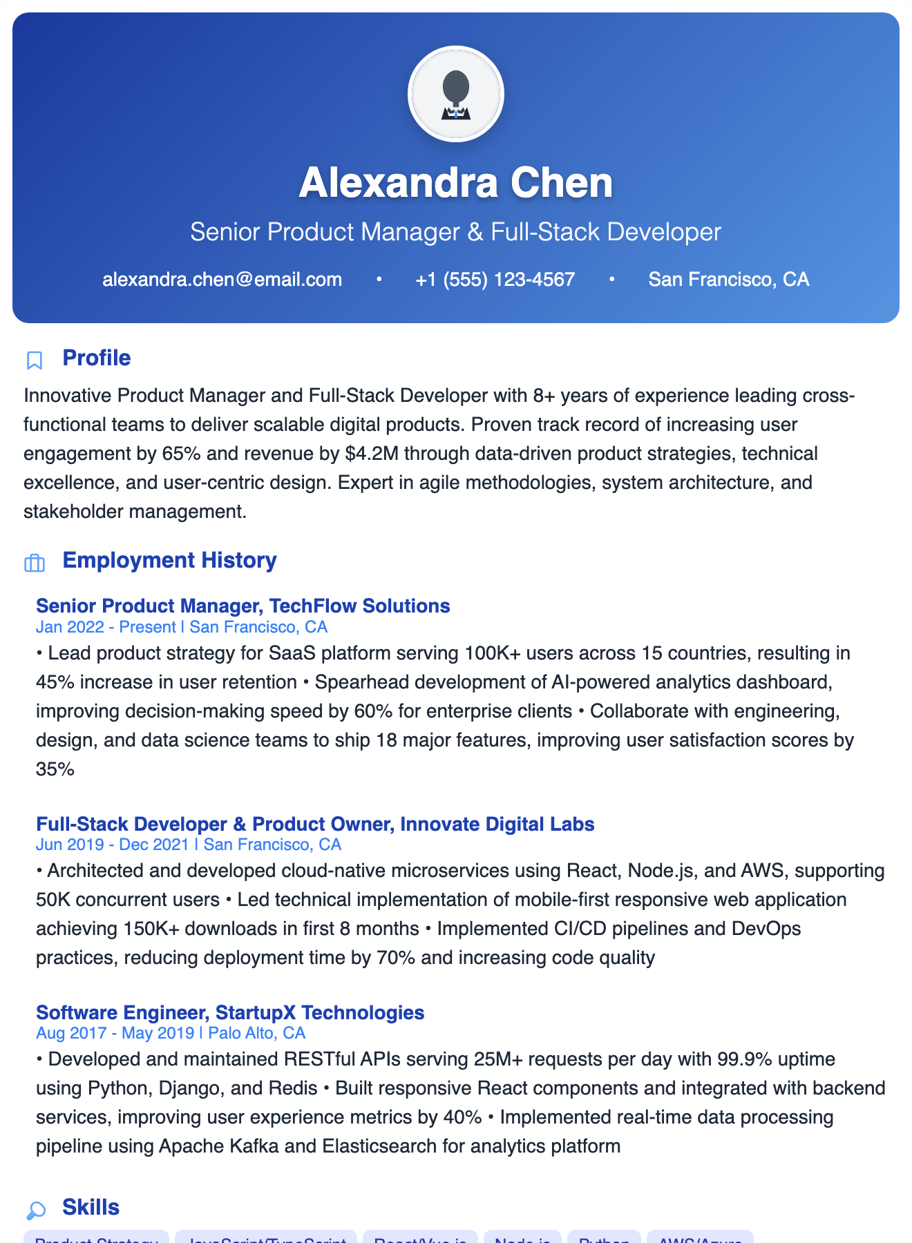 Creative Header Hero Resume Template