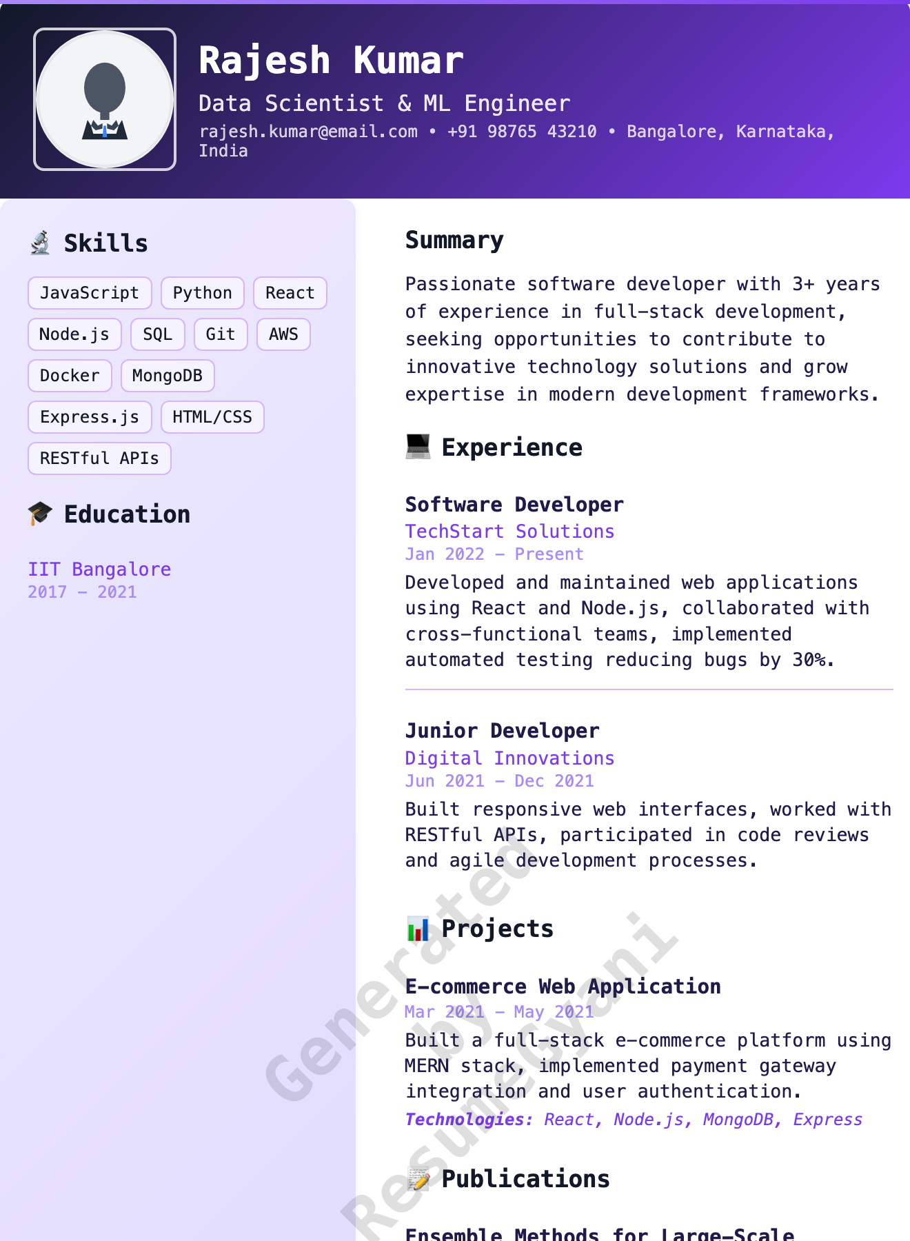 Data Scientist Resume Template