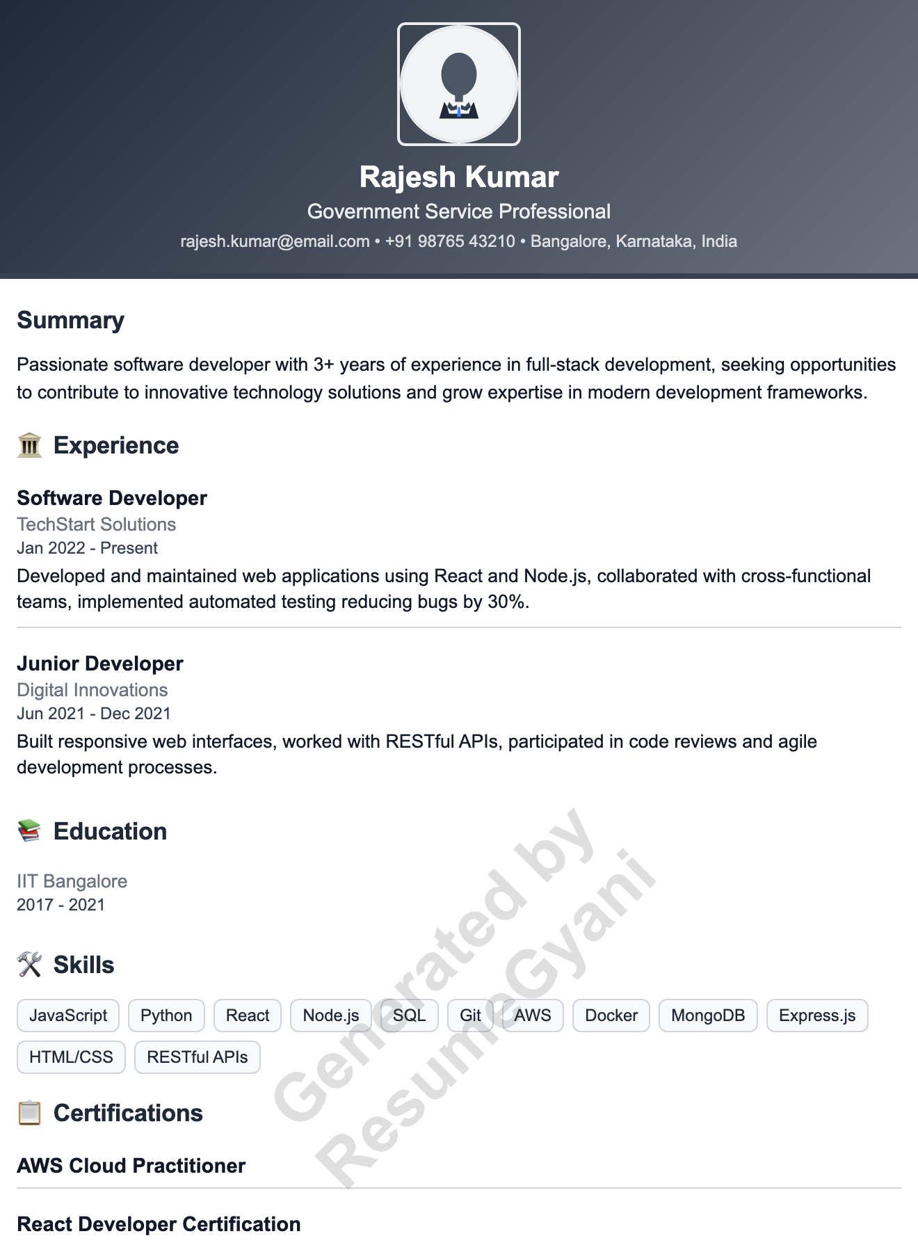 Government - Official Resume Template