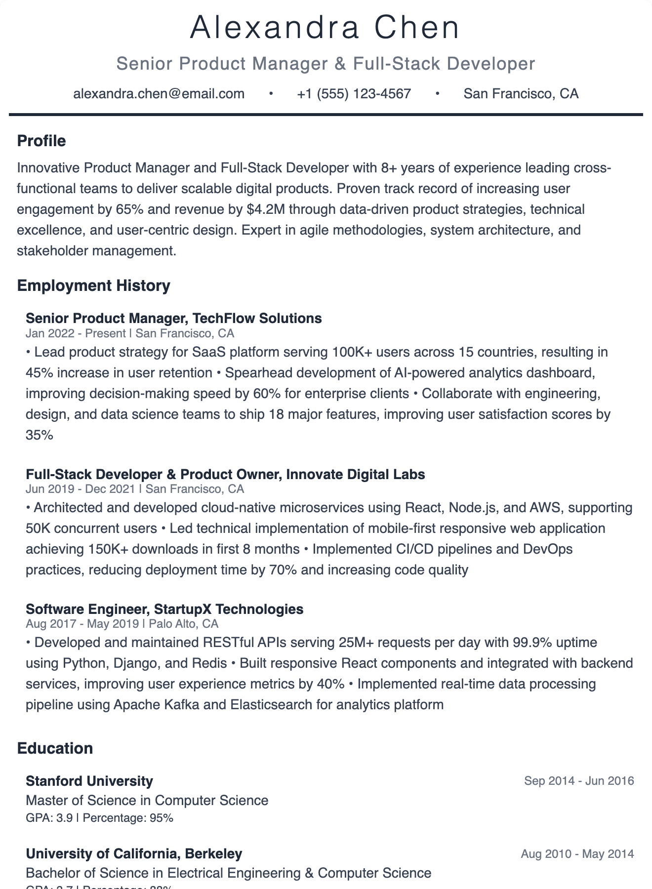 Clean Minimal Resume Template