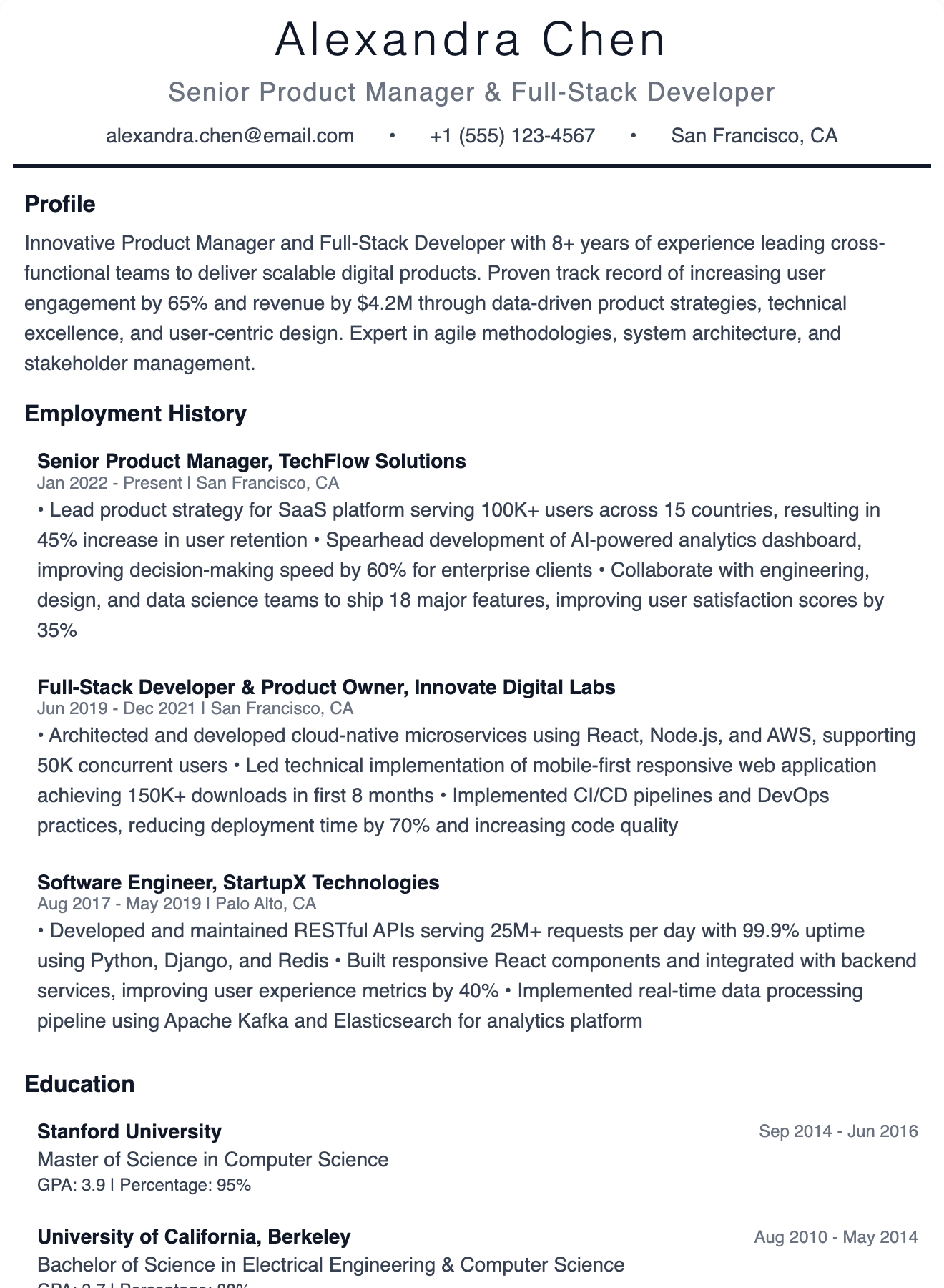 Minimalist Professional Resume Template