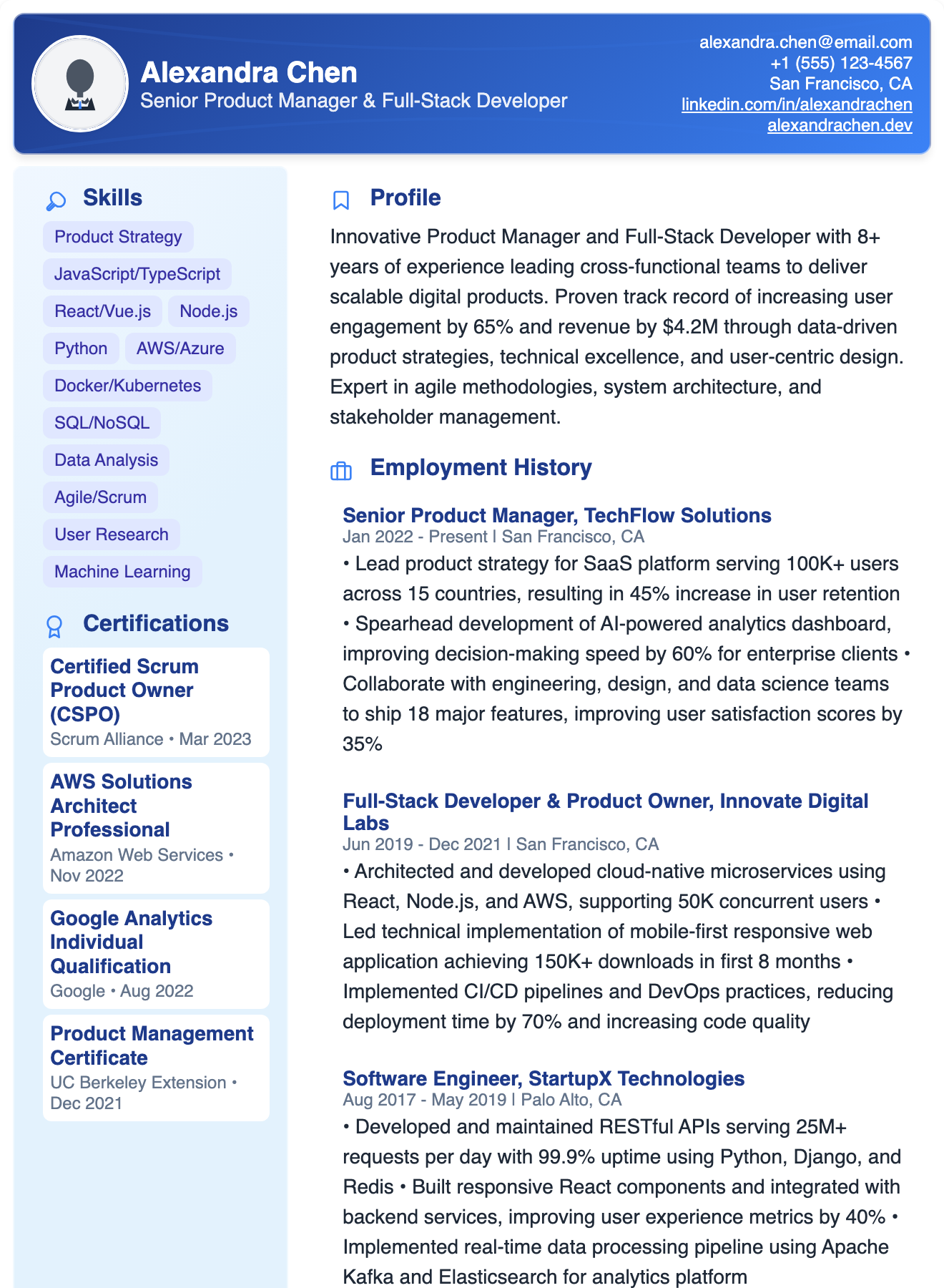 Modern Professional Resume Template