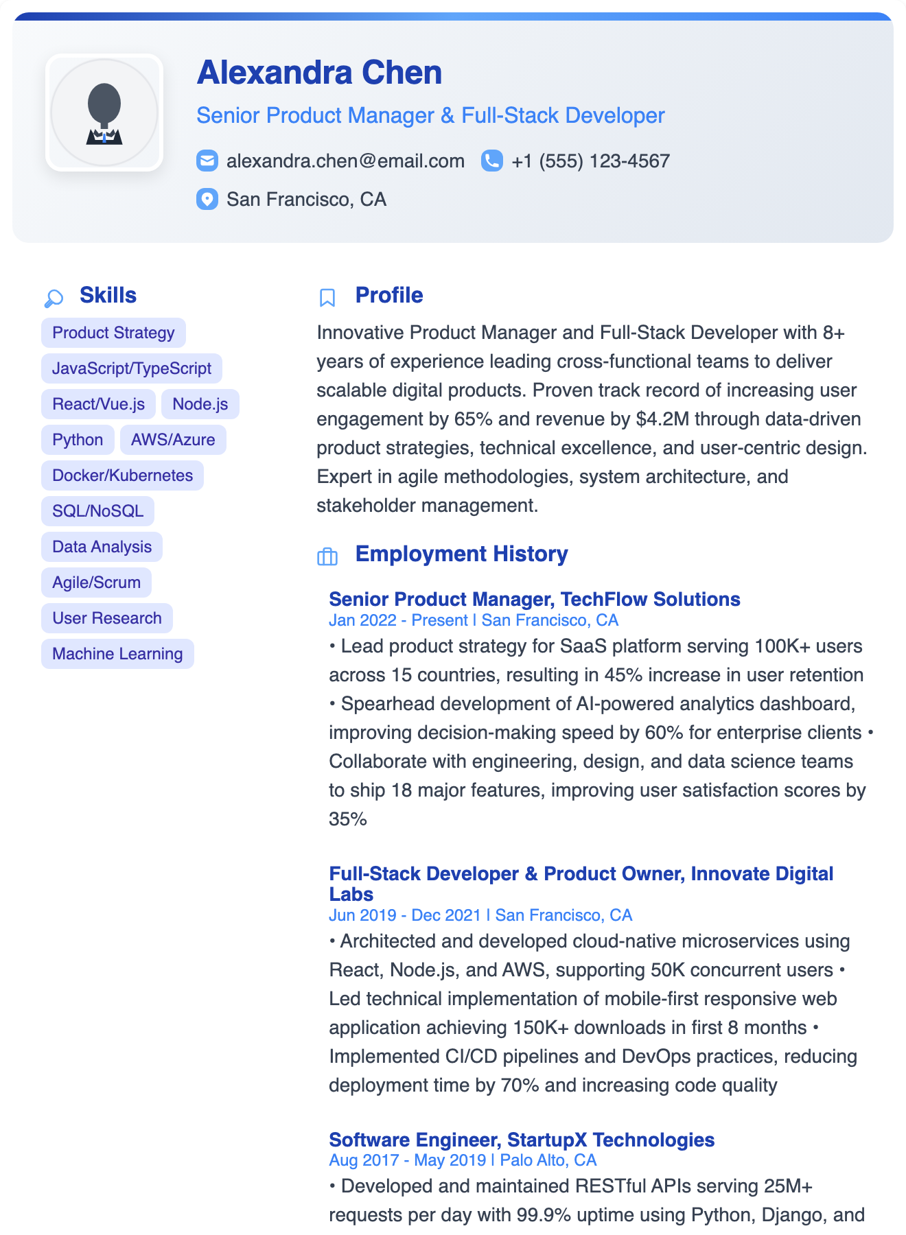 Professional Portfolio Resume Template
