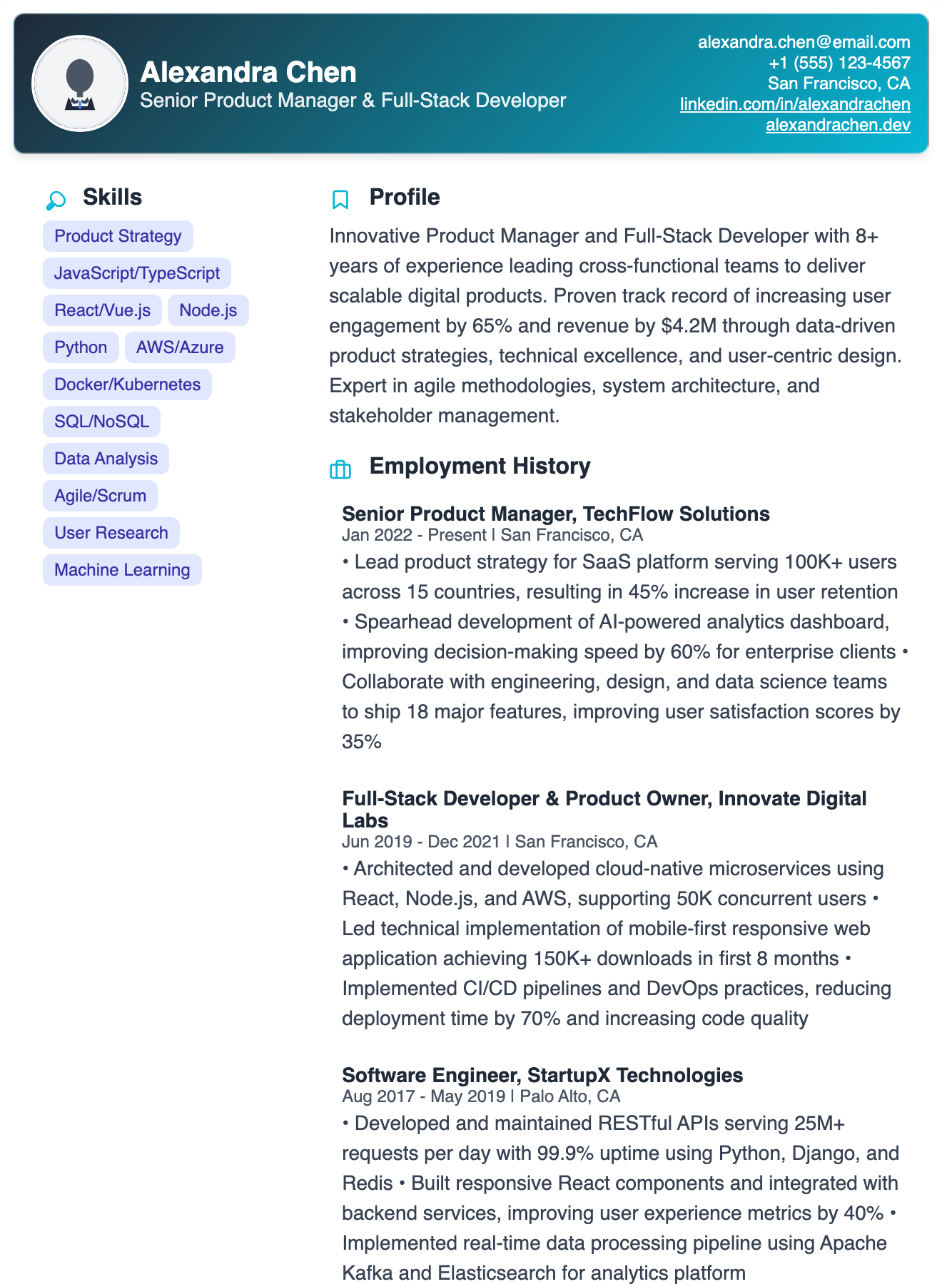 Modern Tech Resume Template