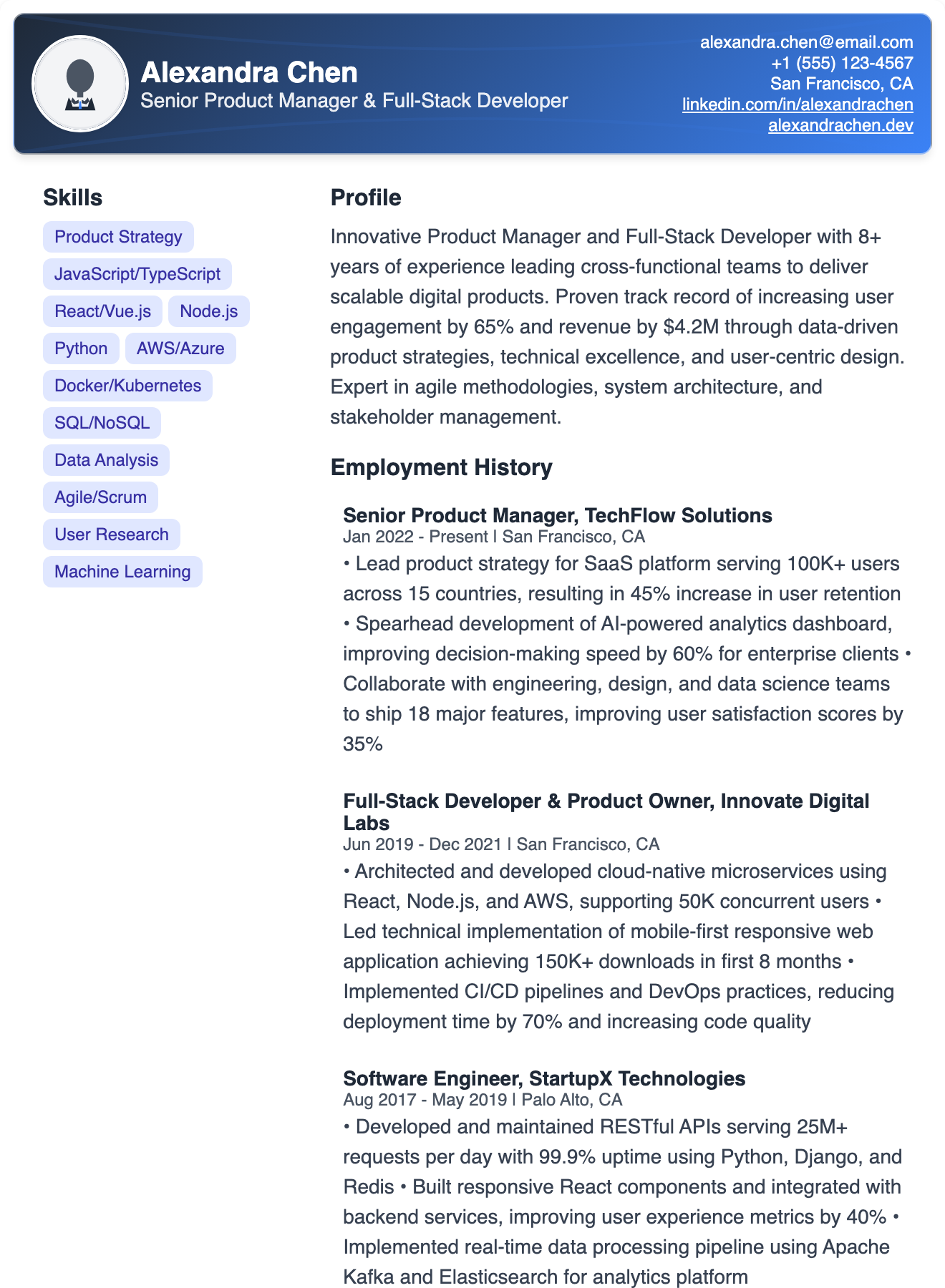 Professional Tech Resume Template