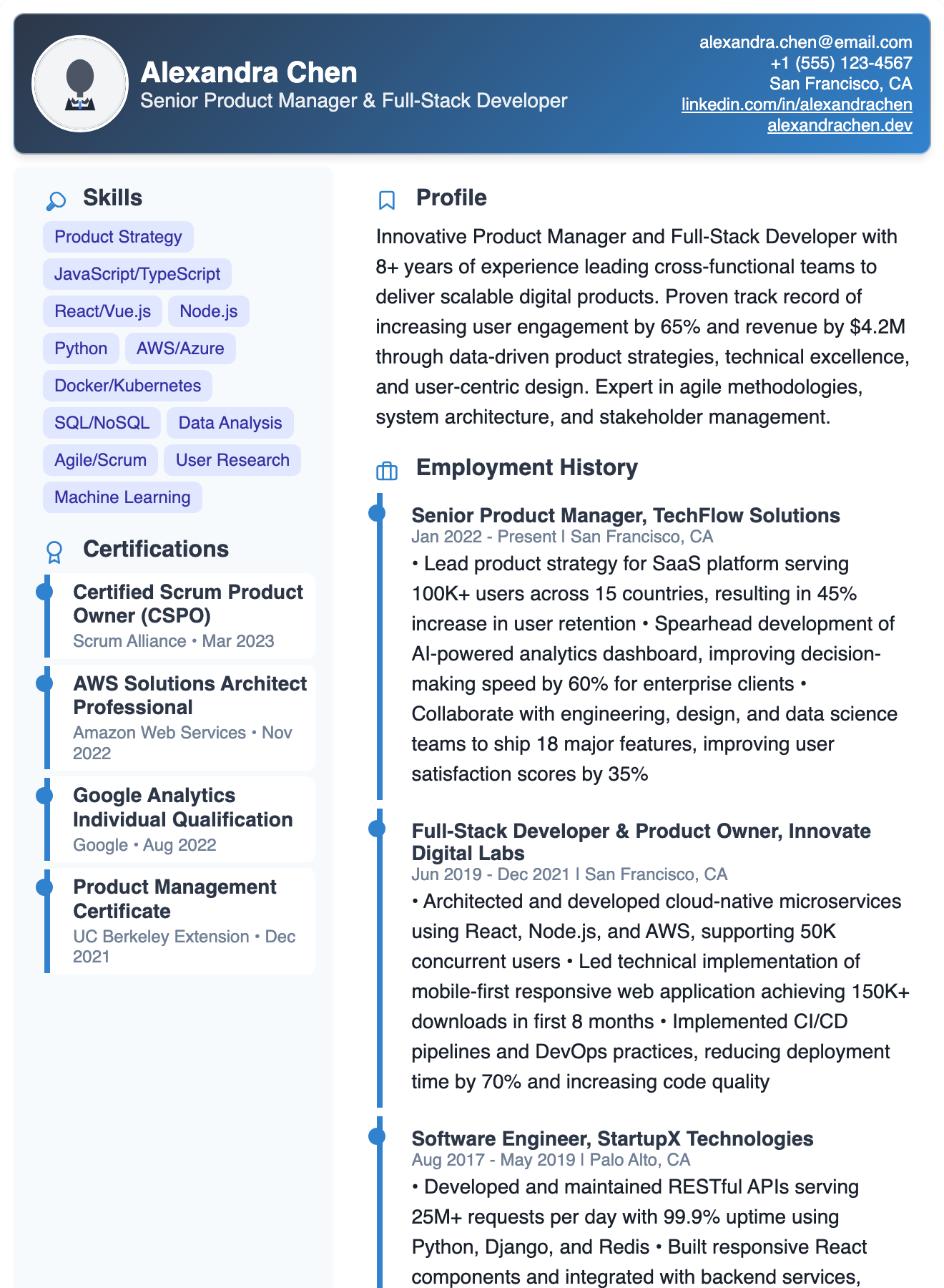 Timeline Professional Resume Template