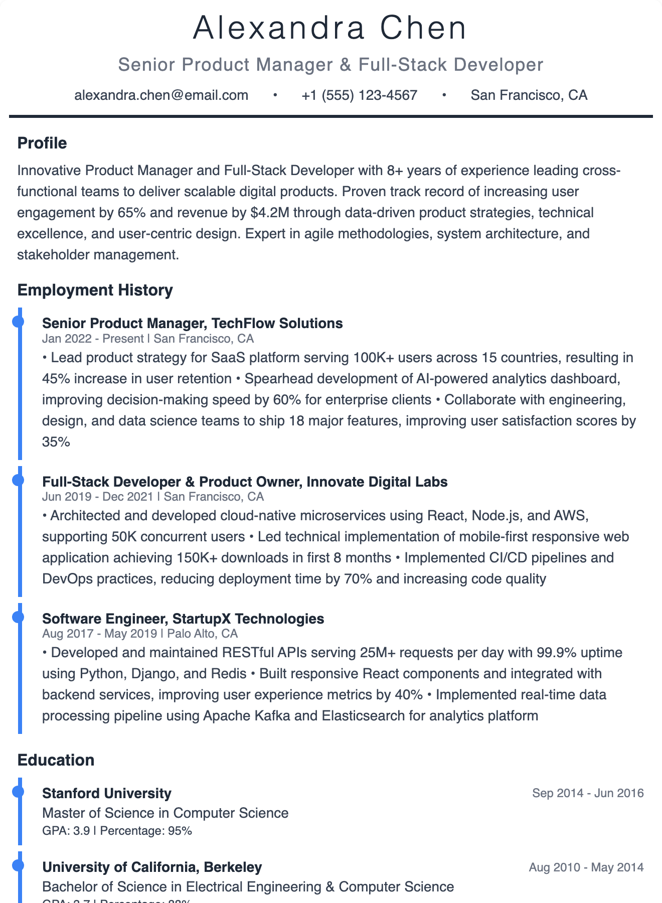 Vertical Timeline Resume Template